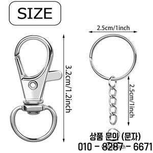 10/20 세트 회전 스프링 후크 체인과 점프 링이 있는 열쇠고리 끈 애완동물 목줄 DIY 공예 및 선물용