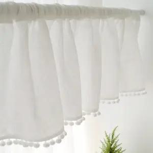 린넨 아이보리 주방바란스커튼 150x45cm 햇빛가리게 창가림막 부엌