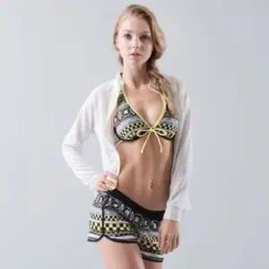 수영복 캐주얼 여자 비키니 팬츠 래쉬가드 옐로우 4p