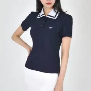 [생활] 여성 클래식 기능성 반팔 카라 배색 라인 골프 티셔츠