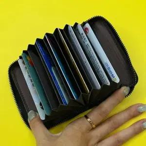 블랙 카드지갑 카드홀더 아코디언 지퍼형 가죽카드지갑 여성카드지갑 아코디언카드지갑