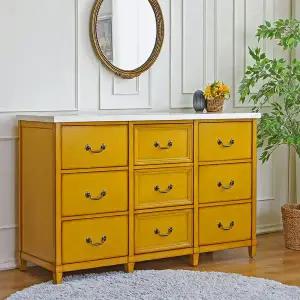 [버지니아]막탄석 시드 9서랍장 엔틱옐로우