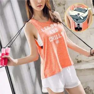 여성용 운동 민소매 상의 쿨링 오렌지 스판