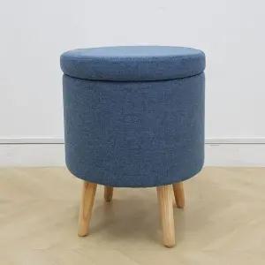 데이퍼니처 에바900원형수납패브릭스툴보조원목의자 철재의자 패브릭의자 입식의자