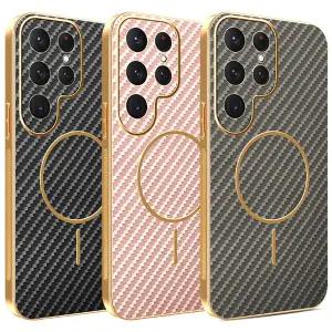 갤럭시S26 S25 S24 S23 S22 S21 플러스 울트라 FE 엣지 맥세이프 고급 카본 패턴 도금 프레임 슬림 케이스