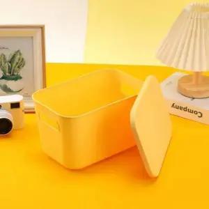 ( )뚜껑형 다용도 수납 박스 대형 옐로우 정리함 장난감 보관 스토리지