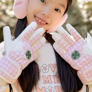 아동장갑 여아 클로버 체크 겨울 방한 방수 스키장갑 WH0662