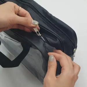 방수 메쉬 트윈 2단 수영가방 블랙 대형 목욕가방