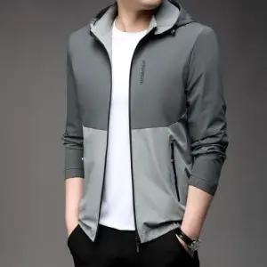 샤오원샵 남사친 춘추 비즈니스 하이넥 배색 후드 야상재킷 키작남 야상사파리 꾹3