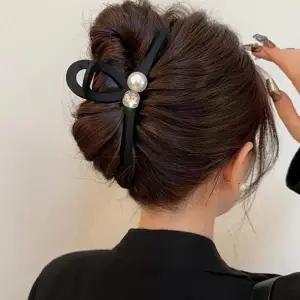 여성 진주 큐빅 매트 슬림 올림머리 집게핀3