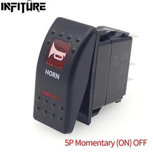 12v/24v 빨간색 Led 로커 스위치 보트 SPST 5 핀 (ON)-OFF UTV RZR ATV 자동차 용 순간 토글