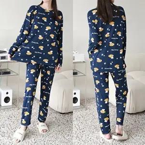 [유야]여성 꿀벌 긴팔티 일자바지 잠옷 세트 SHS0005 봄 가을