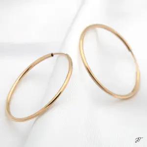 14K 골드필드 심플 골드 30mm 파이프 링 귀걸이