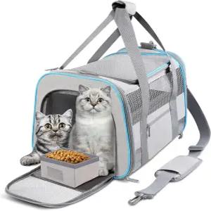 쿠시오 대형 고양이 운반견 2마리용 반려동물 중형 소형견용 반려견 접이식 소프트 사이드 강아지 25파운드
