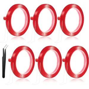 6롤 양면 테이프 네일 온 프레스용 강력 접착식 접착 이중 포장용 탈착식 T클리어 장착 용품 핀셋으로 살롱