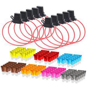 [미국배송] MADCATZ 18 AWG - 10 PCS 퓨즈 홀더 ATC/ATO 인라인 자동차 블레이드 홀더 70 표준 퓨즈 2A 3A 5A 7.5A 10A 15A 20A 교체 포함