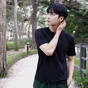 무지 반팔 티셔츠 남녀공용 기능성 쿨티 블랙