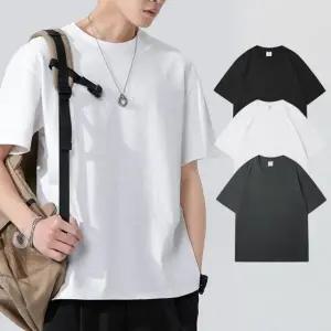 남자 반팔티 라운드 여름 기본핏 흰색 면티