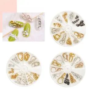 네일아트 스톤 체인 파츠 12p 세트 3종 네네일아트재료 네일아트용품