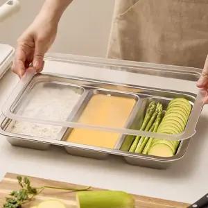 사각 3칸 스텐 트레이 요리 음식 쿠키트레이