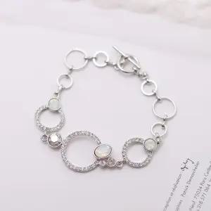 라운드 스와로브스키 크리스탈 제작 체인 팔찌 OXr1+9pCM