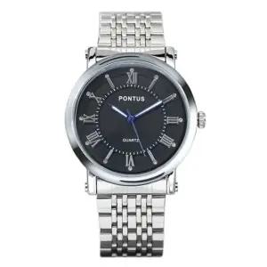 PO-1008D P)_빅블랙 손목시계 메탈밴드 패션시계 방수