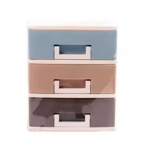 BS 칸칸 파스텔 수납박스 소3단) 탁상용 화장대 작은 서류