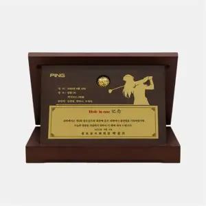 [카드결제 가능] 백프로 순금 골프공 골드바 37.5g 금박우드상패 99.9% 24k