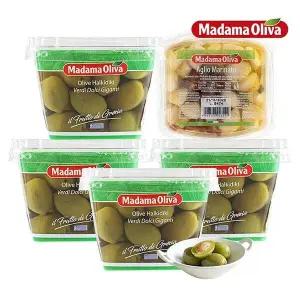 [보라티알] 마다마 그린 자이언트 할키디키 올리브 480g x 4개 + 마늘절임 300g