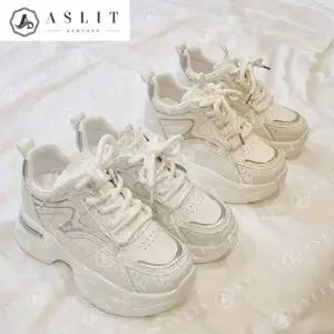 [애슬릿] 키높이 스니커즈 메탈릭 라인 통굽 운동화 6cm