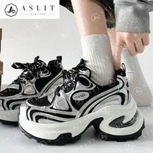 [애슬릿] 키높이 스니커즈 어글리 메쉬 메탈릭 운동화 6cm