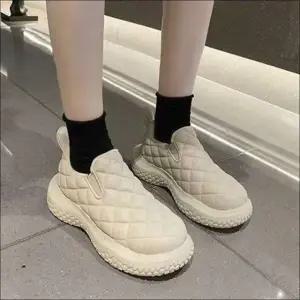 여성 기모 슬립온 겨울 방한 퀼팅 키높이 운동화