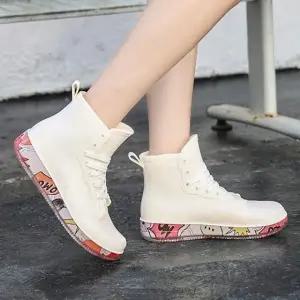 여성용 하이탑 운동화 레인부츠 245mm 화이트