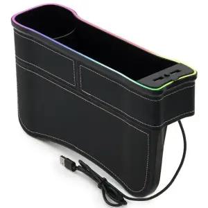 ( )차량용 멀티 사이드포켓 컵홀더 틈새 수납함 무드등 QC3.0 USB 충전기 C80