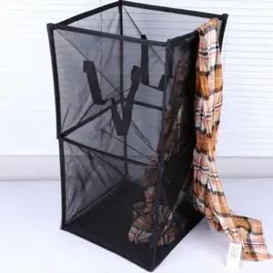 ( )접이식 빨래 바구니 이동식 세탁 바구니 메쉬 대용량 수납함 다용도