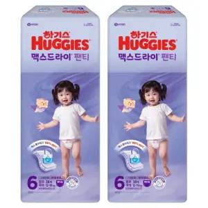 하기스 맥스드라이 팬티 6단계 여아용 점보형 38매x2팩