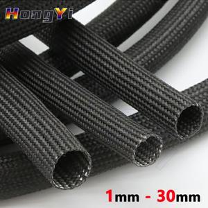 Ø1mm - 30mm 검정색 편조 유리섬유 슬리브 600°C 고온 내화학성 튜브 슬