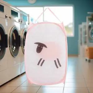 ( )이동식 접이식 빨래 바구니 오픈형 세탁물 바구니 메쉬 수납함_24576145