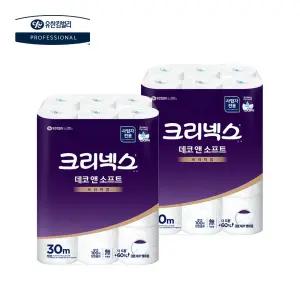 크리넥스 데코앤소프트 무향 30m 24롤 2팩 (48롤) 45178-02