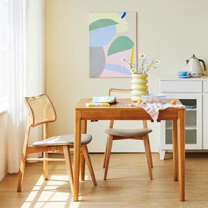 한샘몰pick 씨엘로 헴스 W 확장형 식탁 세트 라탄의자 2인 4인 원목 900 1300