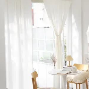 아늑한 거실커튼 안방 작은창 체크 플라워 화이트 레이스