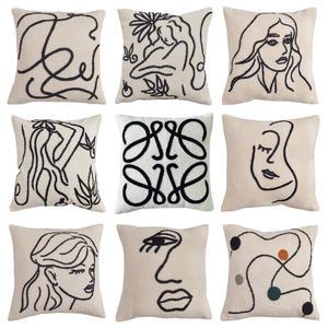 모던드로잉 디자인 쿠션 커버 40 45 50 사각 직사각 거실 소파 의자 침대