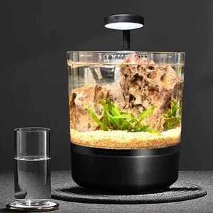 물갈이필요없는 생태어항 탁상형 미니 원형 어항 가정용 수족관 아쿠아포닉스