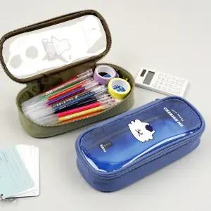 포포팬시 보바 PVC 투명 색연필 필통 패브릭 펜파우치 화장품 파우치 여행용 신학기 준비물