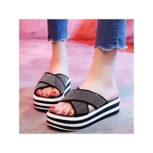 [하프클럽/]예쁜큐빅장식 여성통굽샌들 슬리퍼 키높이샌들 여자샌들