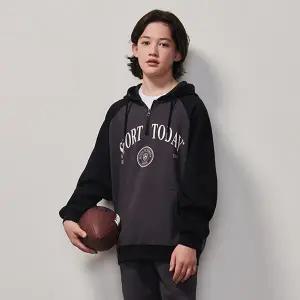 [에꼴리에] 남자 봄이월 하프집업배색후드티(25A0731)