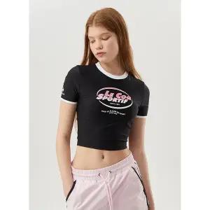 [르꼬끄](강남점)[이월][70% OFF] 반팔 크롭 래쉬가드 BLK / QP222SRS52