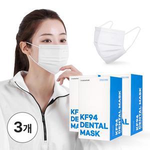 퓨어네이처 국산 볼밀착특허 KF94 덴탈형마스크 화이트 중형 1개씩 포장 3박스 총 90매