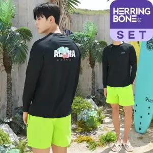 남자 래쉬가드세트 루즈핏 긴팔 수영복 반바지 스윔팬츠 보드숏 비치웨어 상하의 RG350 A25/A26