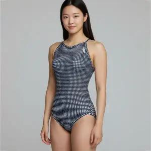 [토네이도] 수영복 체크도트BLK 여성 원피스 수영장 강습용 실내 수영복